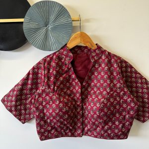 Ajrakh Cotton Collar Blouse with Padded Cotton Lining