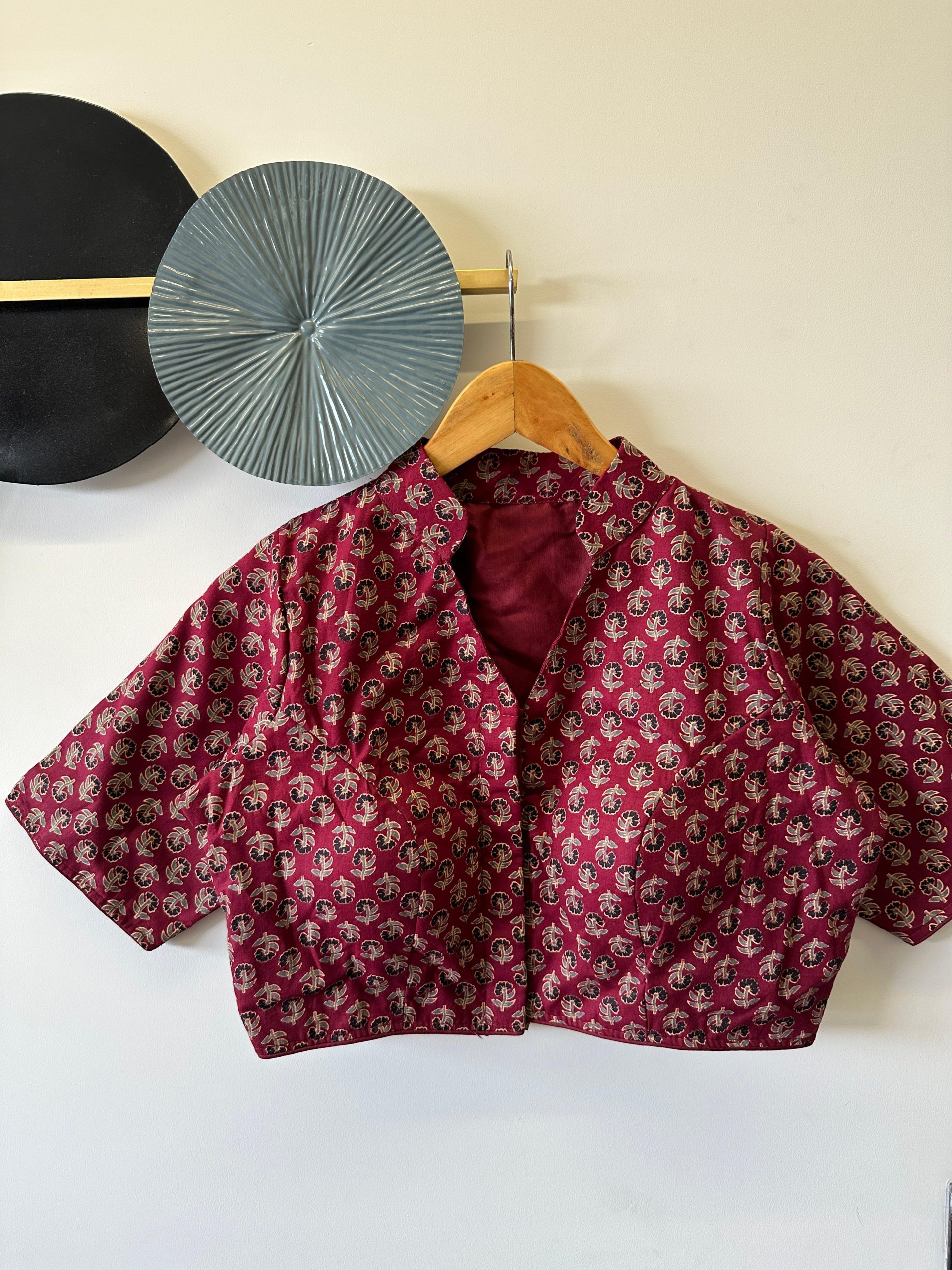 Ajrakh Cotton Collar Blouse with Padded Cotton Lining