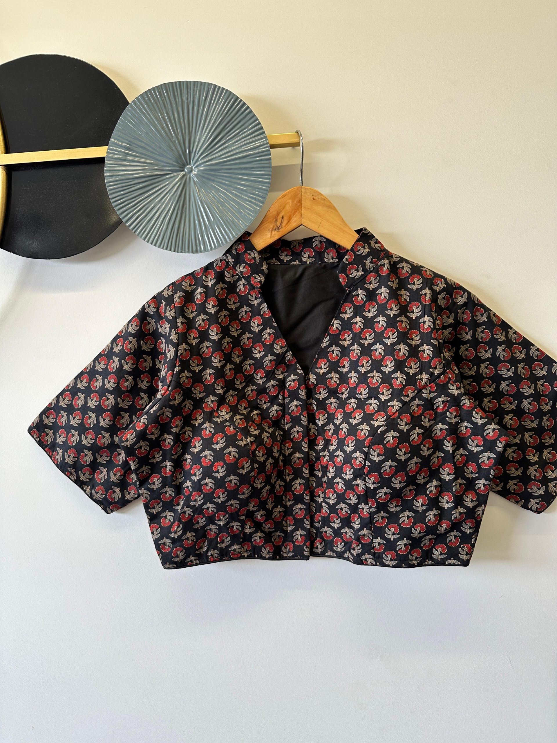 Ajrakh Cotton Collar Blouse with Padded Cotton Lining - Image 2