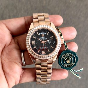 Rolax Day-Date Eisenkiesel Dial Diamond Bezel Men’s Watch