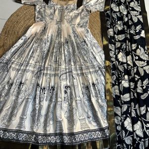 Ritu Choudhary Inspired Kalamkari Dola Silk Anarkali Set with Dupatta