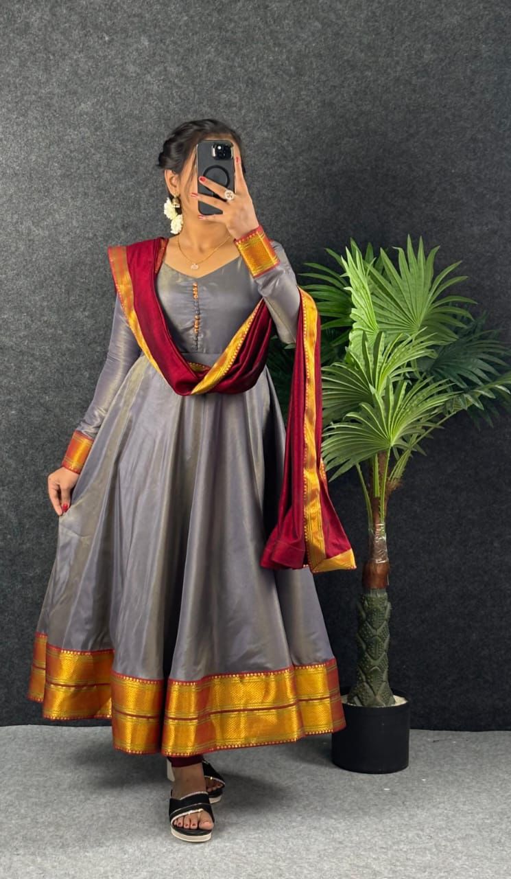 Amirtha Royal Kanjeevaram Touch Maxi Gown Set - Image 3