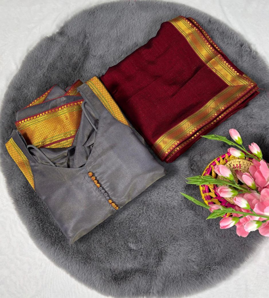 Amirtha Royal Kanjeevaram Touch Maxi Gown Set - Image 6