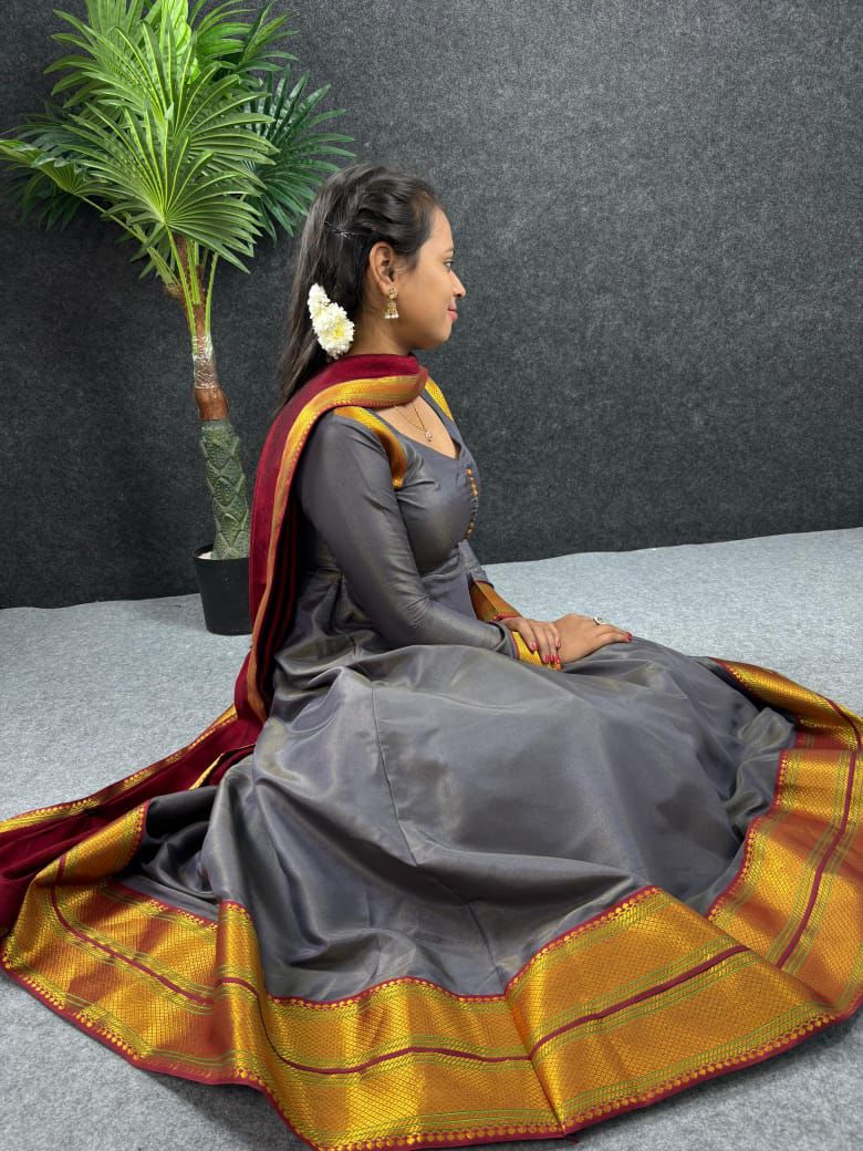 Amirtha Royal Kanjeevaram Touch Maxi Gown Set - Image 5