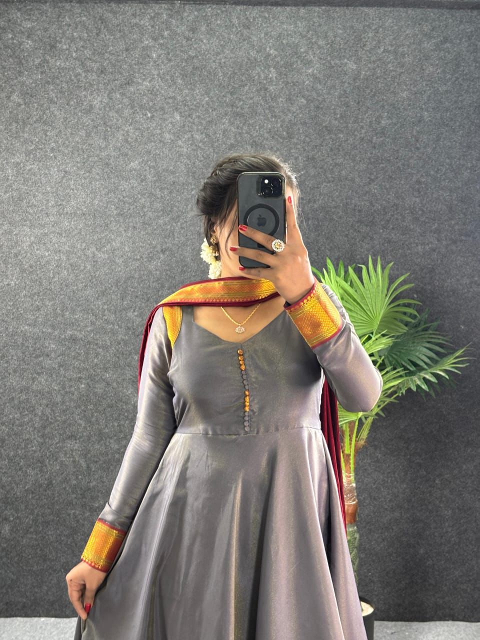Amirtha Royal Kanjeevaram Touch Maxi Gown Set - Image 7
