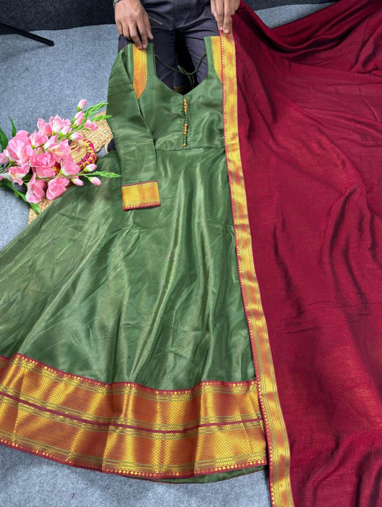 Amirtha Royal Kanjeevaram Touch Maxi Gown Set - Image 8