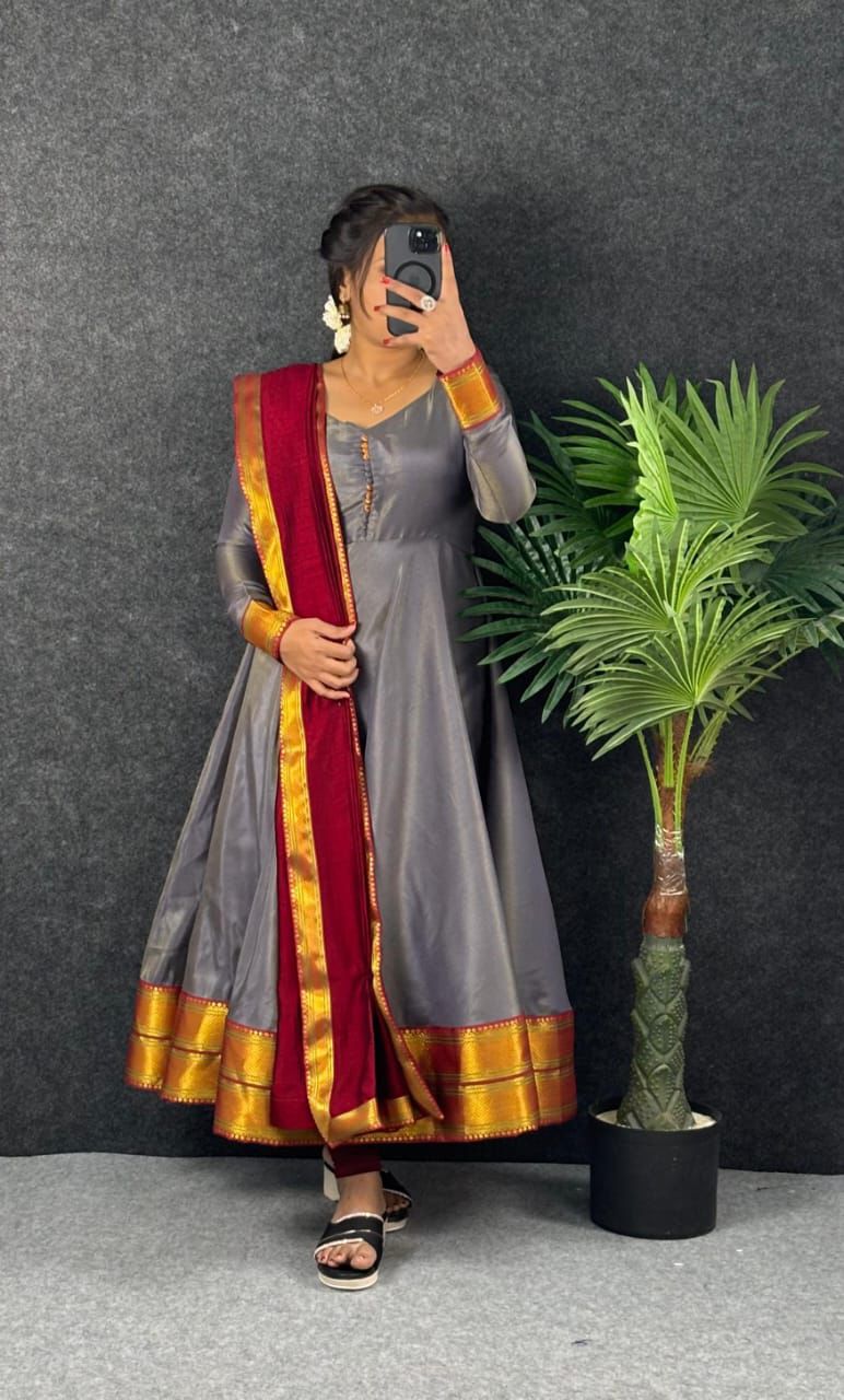 Amirtha Royal Kanjeevaram Touch Maxi Gown Set - Image 10