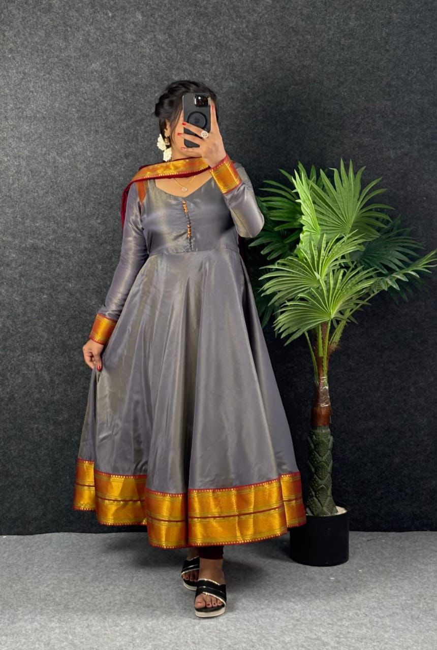 Amirtha Royal Kanjeevaram Touch Maxi Gown Set - Image 13
