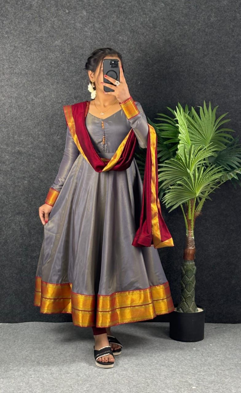 Amirtha Royal Kanjeevaram Touch Maxi Gown Set - Image 11