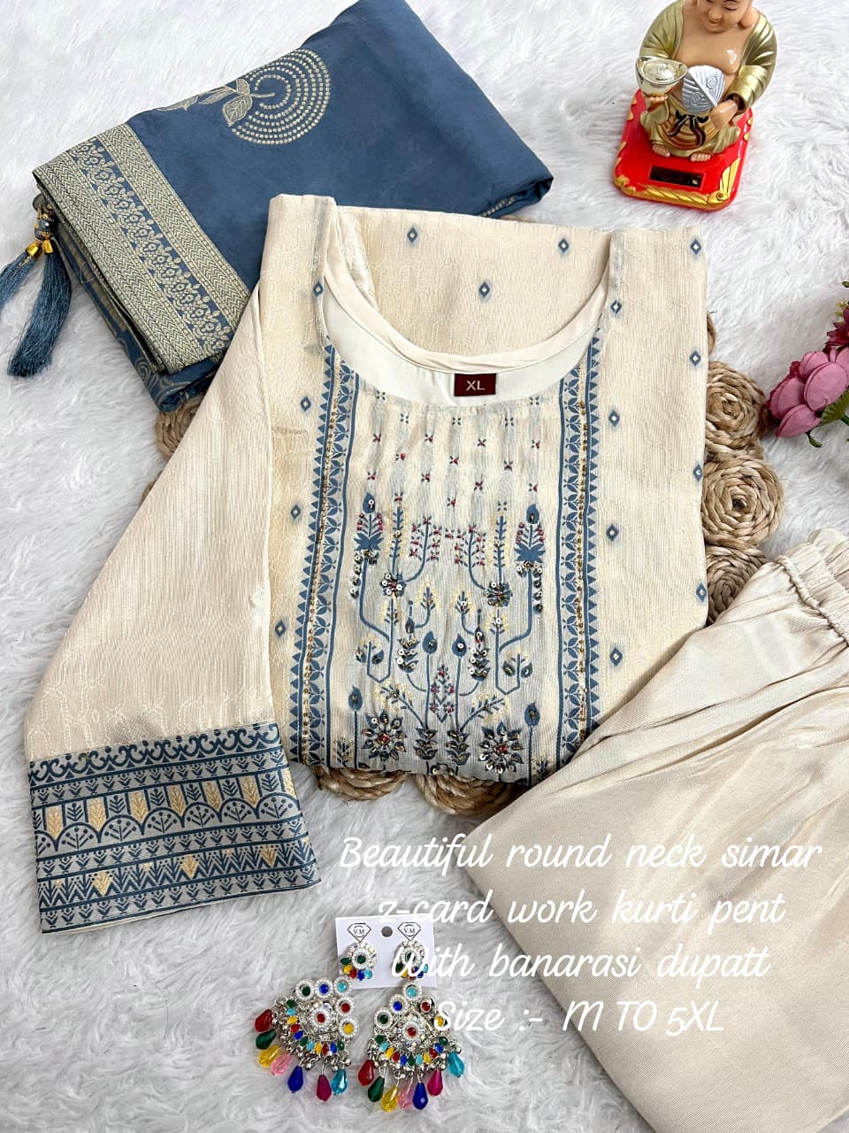 Shimmer Jacquard Silk Handwork Wedding Suit with Pant & Chanderi Dupatta - Image 11