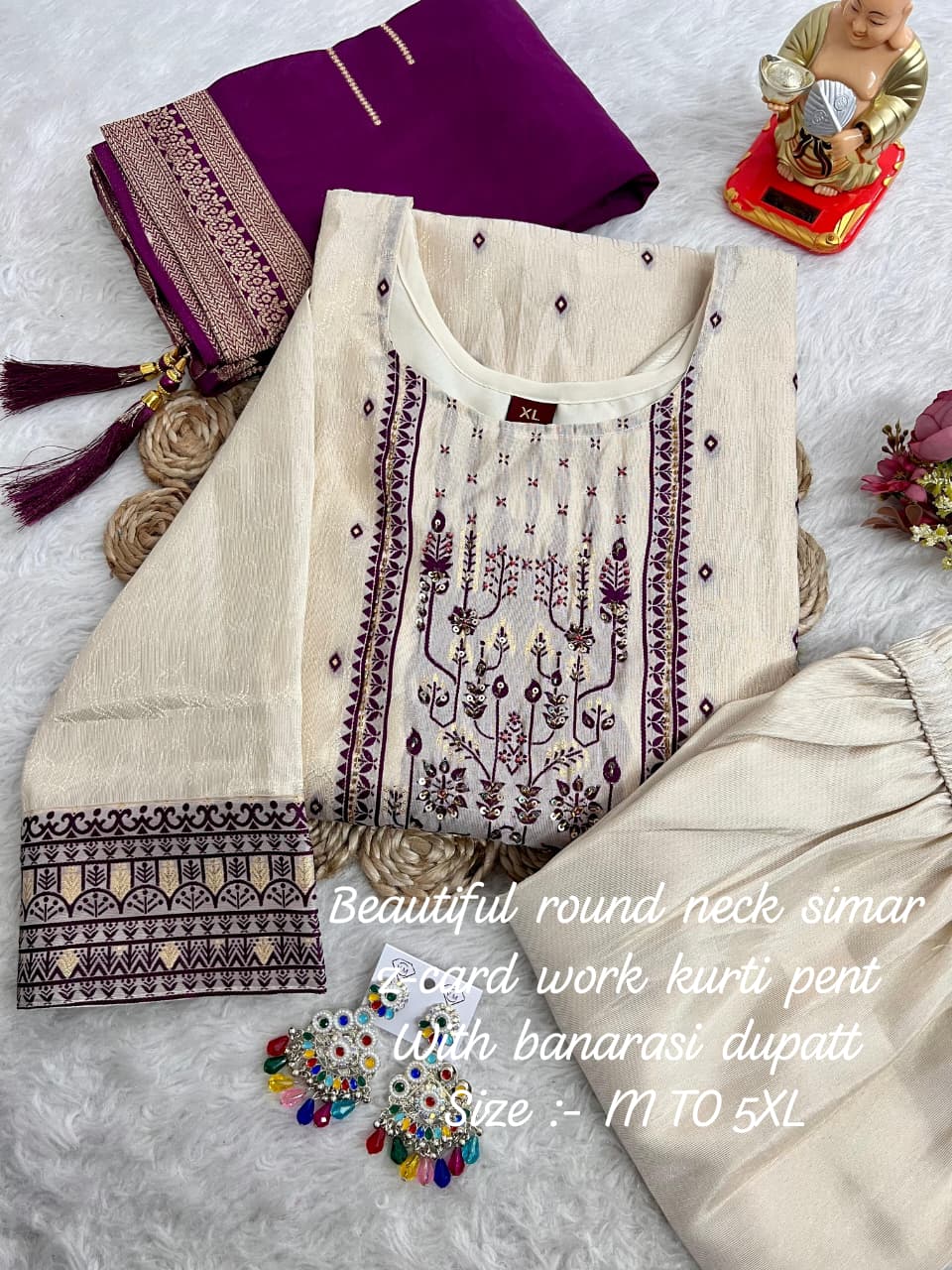 Shimmer Jacquard Silk Handwork Wedding Suit with Pant & Chanderi Dupatta - Image 13