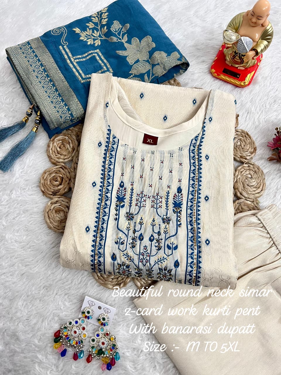 Shimmer Jacquard Silk Handwork Wedding Suit with Pant & Chanderi Dupatta - Image 5
