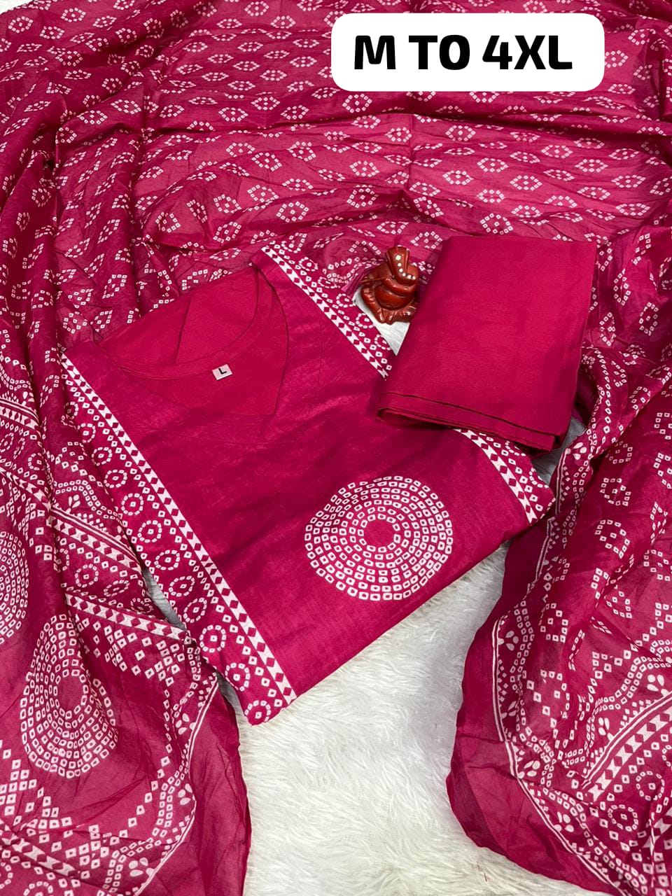 Jaipuri Cotton Heavy Kurti Pant with Mul Cotton Dupatta Set - Image 5