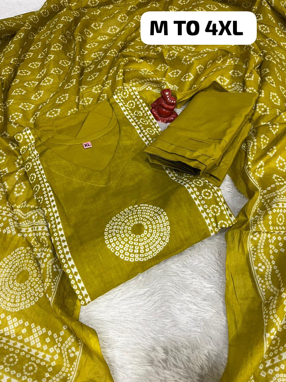 Jaipuri Cotton Heavy Kurti Pant with Mul Cotton Dupatta Set - Image 7