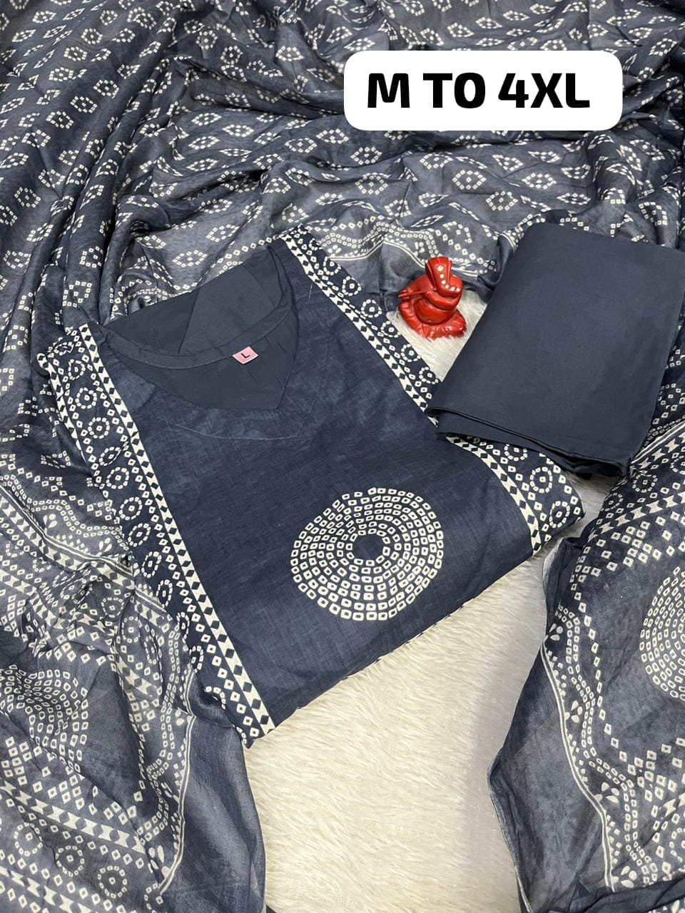 Jaipuri Cotton Heavy Kurti Pant with Mul Cotton Dupatta Set - Image 6
