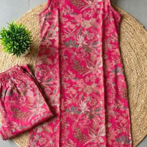 Halter Neck Rayon Cotton Floral Co-ord Set