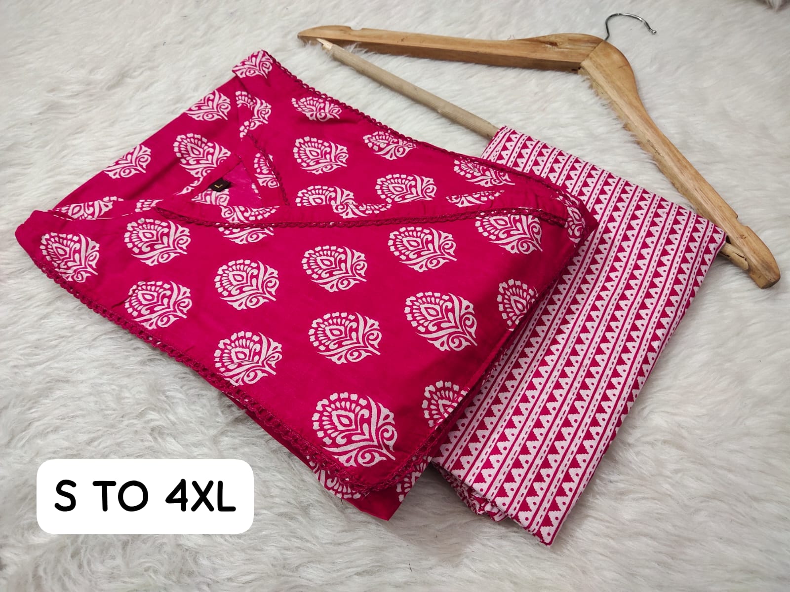 Jaipuri Angrakha Cambric Cotton Kurti Pant Set - Image 32