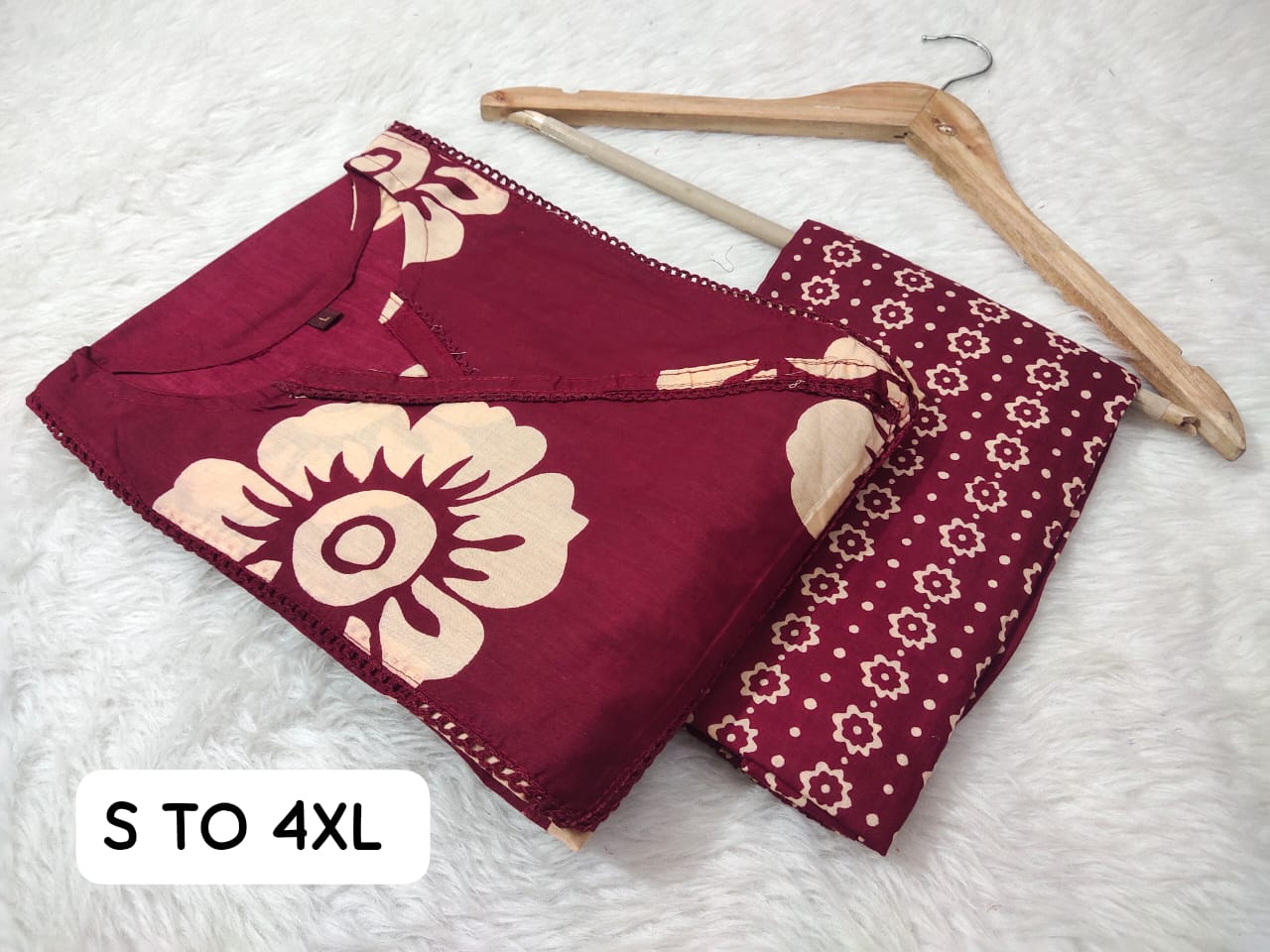 Jaipuri Angrakha Cambric Cotton Kurti Pant Set - Image 28