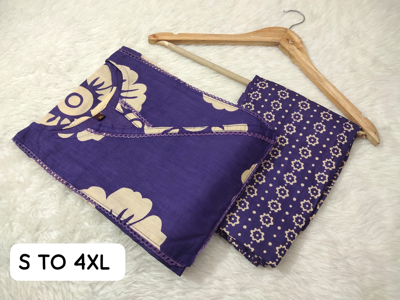 Jaipuri Angrakha Cambric Cotton Kurti Pant Set - Image 25