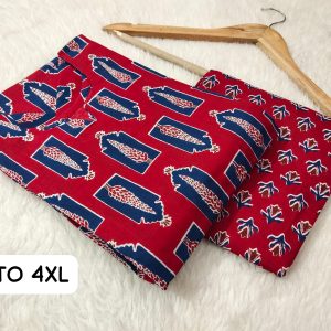 Jaipuri Angrakha Cambric Cotton Kurti Pant Set