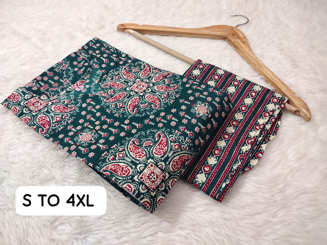 Jaipuri Angrakha Cambric Cotton Kurti Pant Set - Image 14