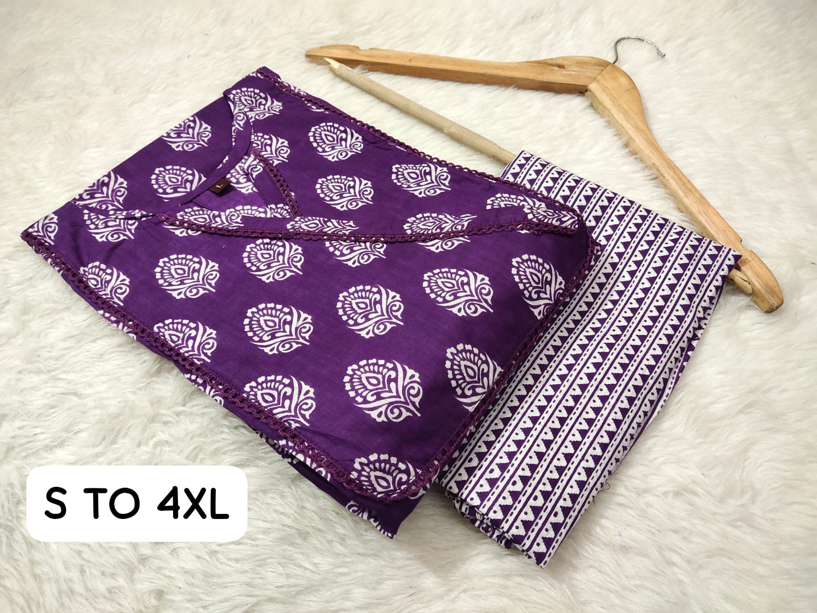 Jaipuri Angrakha Cambric Cotton Kurti Pant Set - Image 11