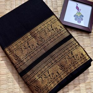 Royal Contrast Zari Starched Cotton Saree