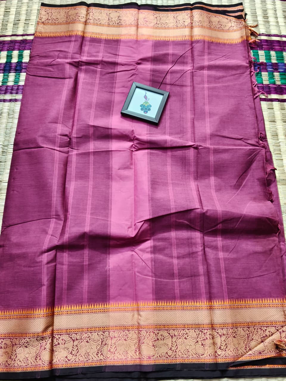 Peacock Thread Kanchi Cotton Elegant Tassel Pallu Saree - Image 3
