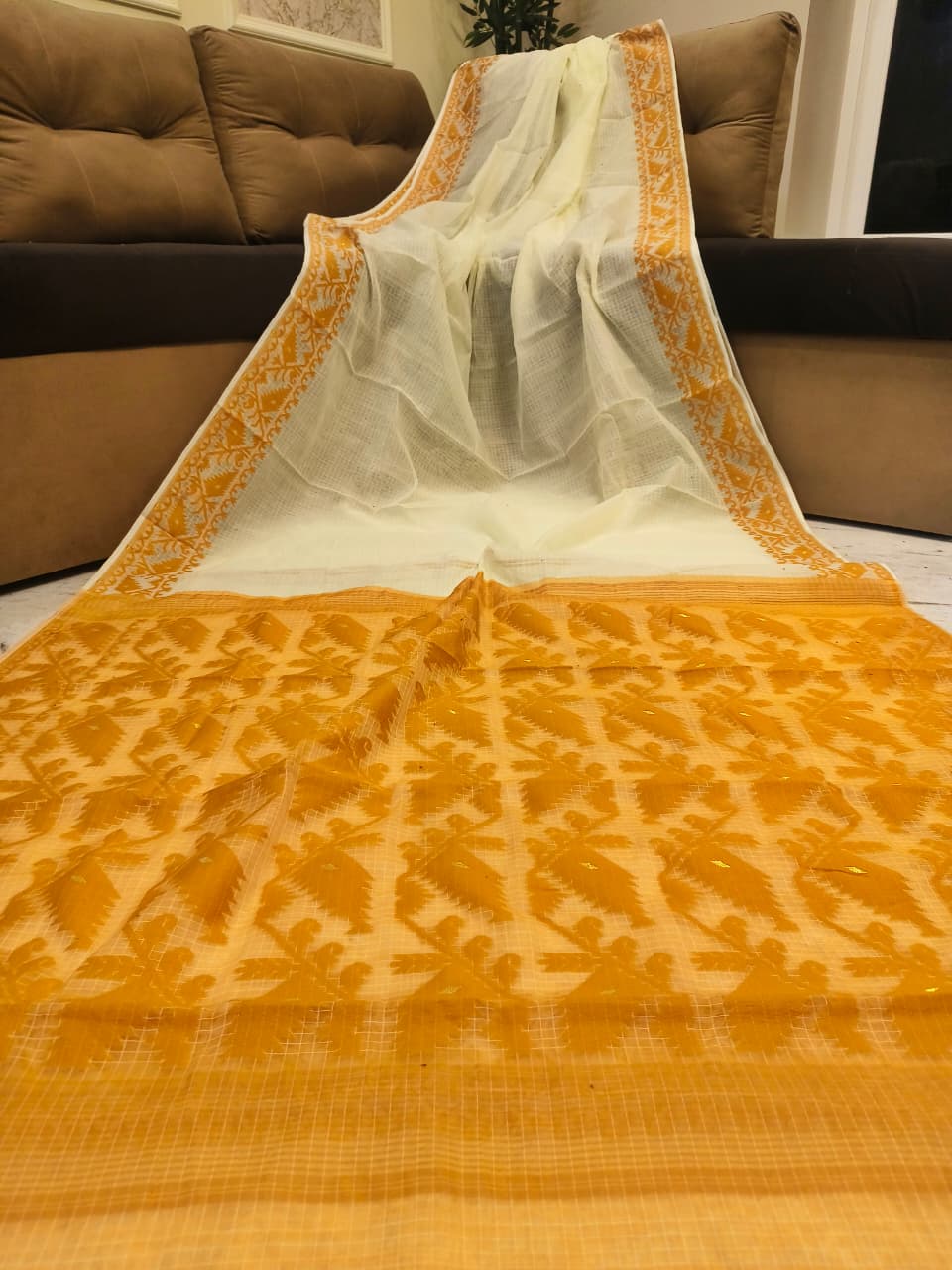 Premium Kota Soft Jamdani Check Saree - Image 9