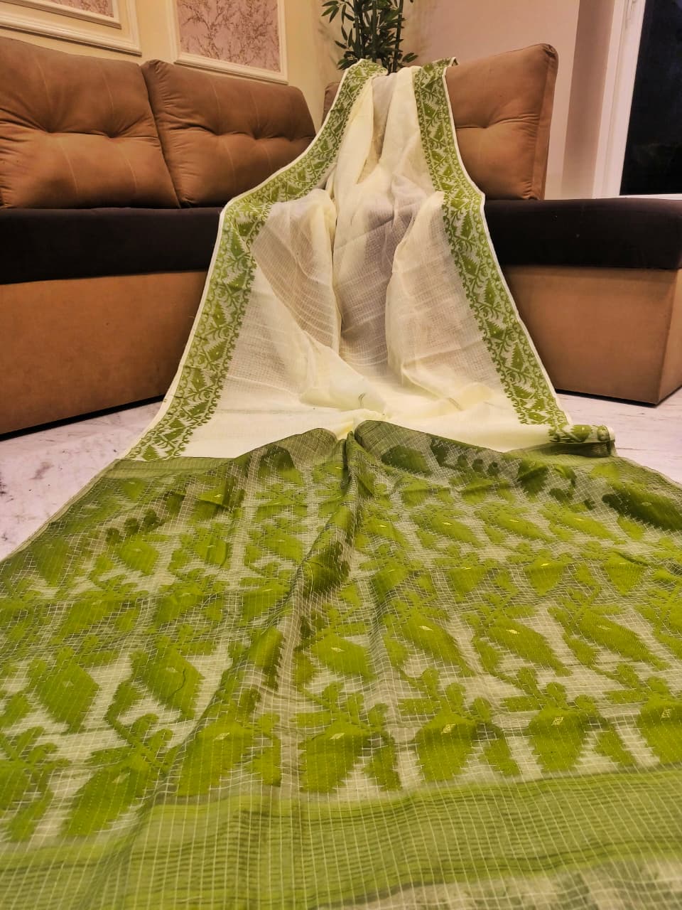 Premium Kota Soft Jamdani Check Saree - Image 10
