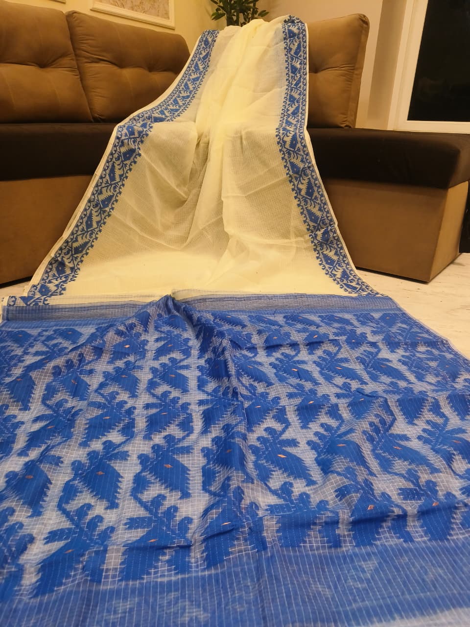 Premium Kota Soft Jamdani Check Saree - Image 7