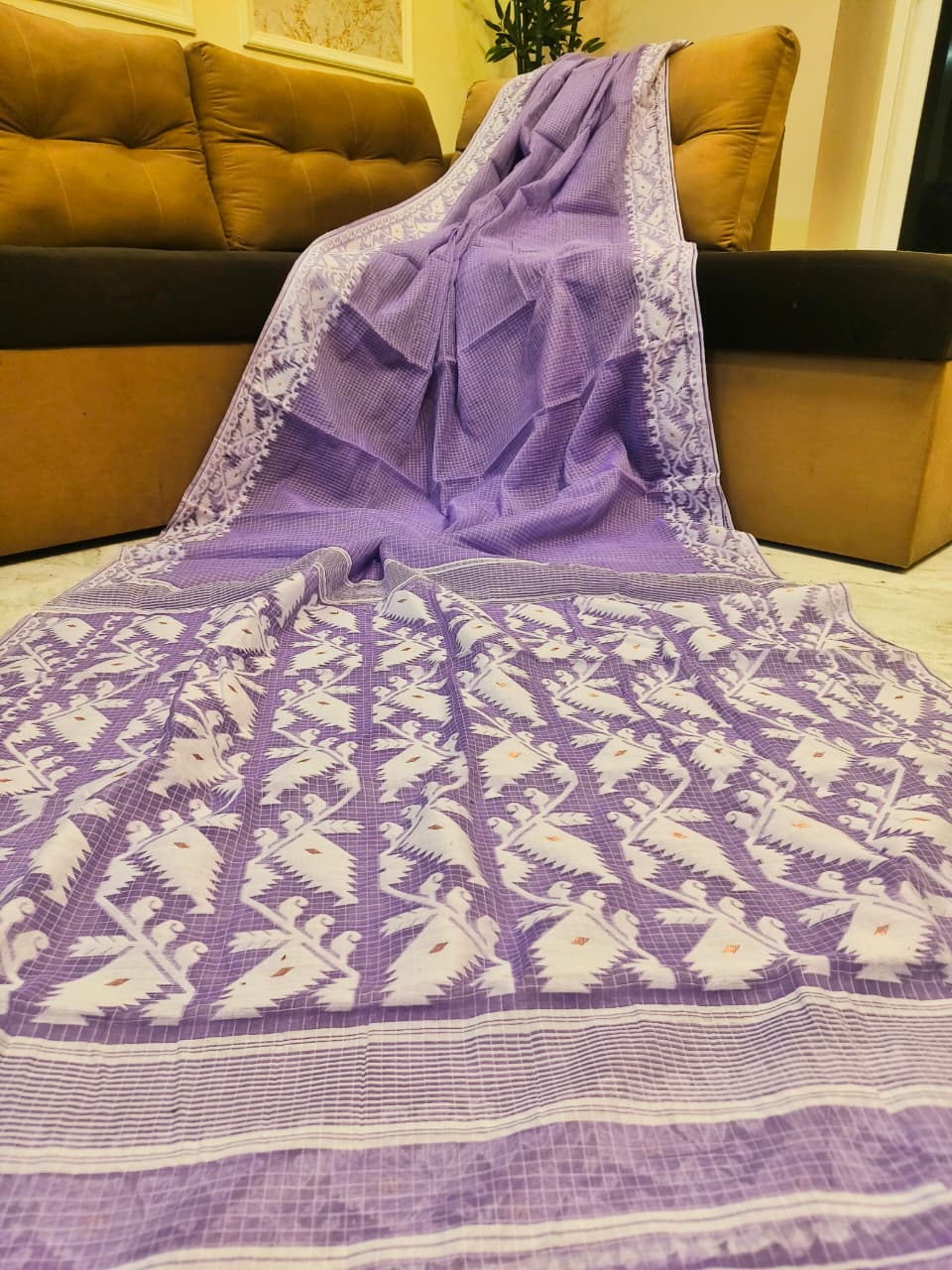 Premium Kota Soft Jamdani Check Saree - Image 11
