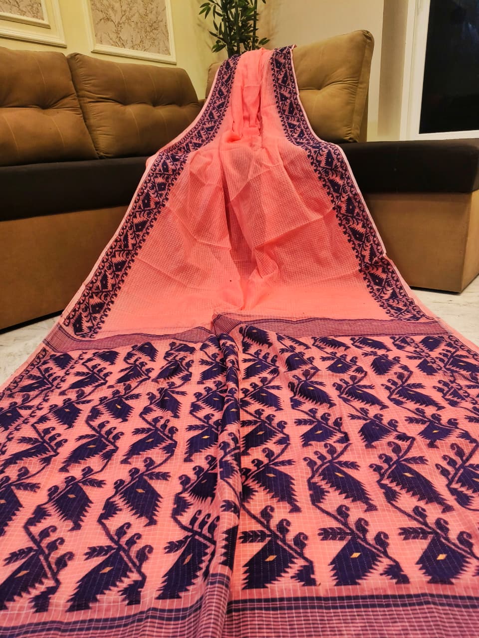 Premium Kota Soft Jamdani Check Saree - Image 6