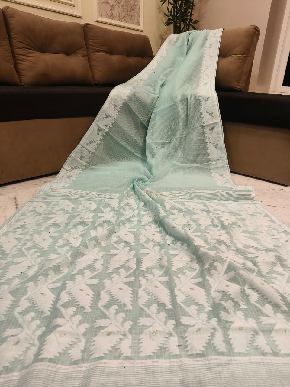 Premium Kota Soft Jamdani Check Saree - Image 2