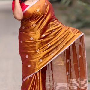 Pure Tissue Khadi Handloom Jacquard Saree with Running Blouse