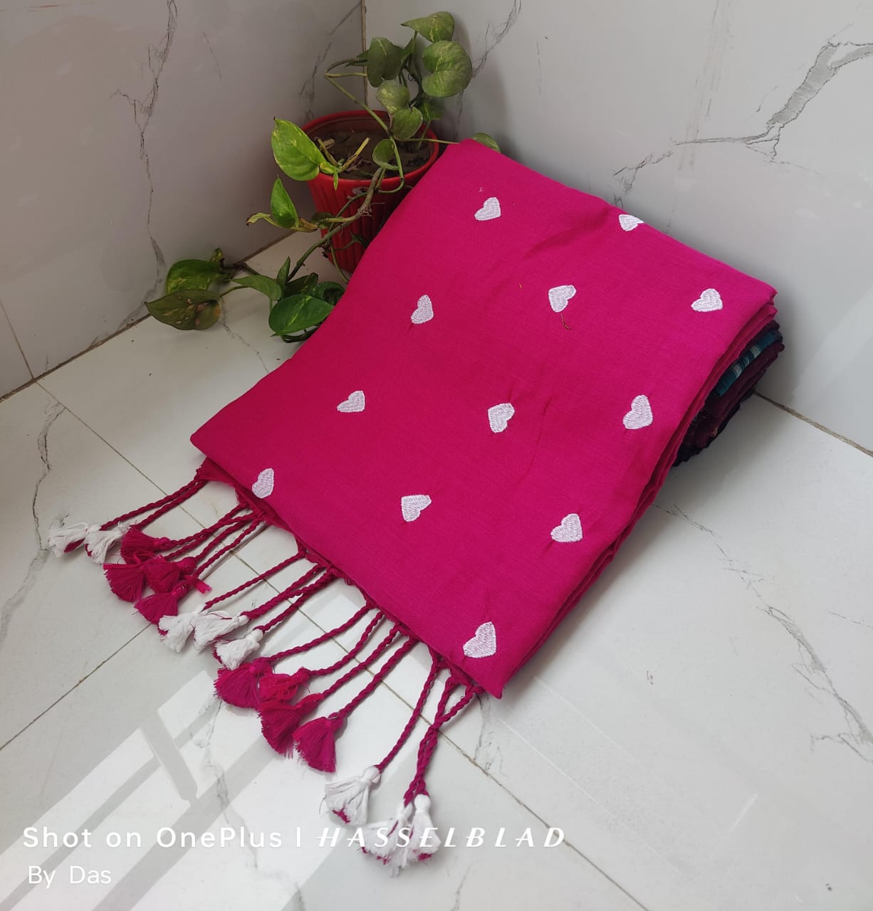 Handloom Khadi Cotton Love Embroidery Saree