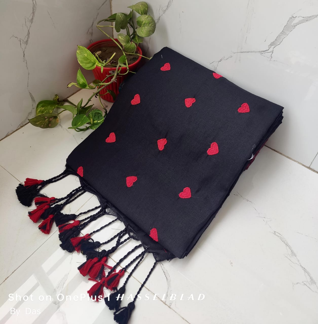 Handloom Khadi Cotton Love Embroidery Saree - Image 13