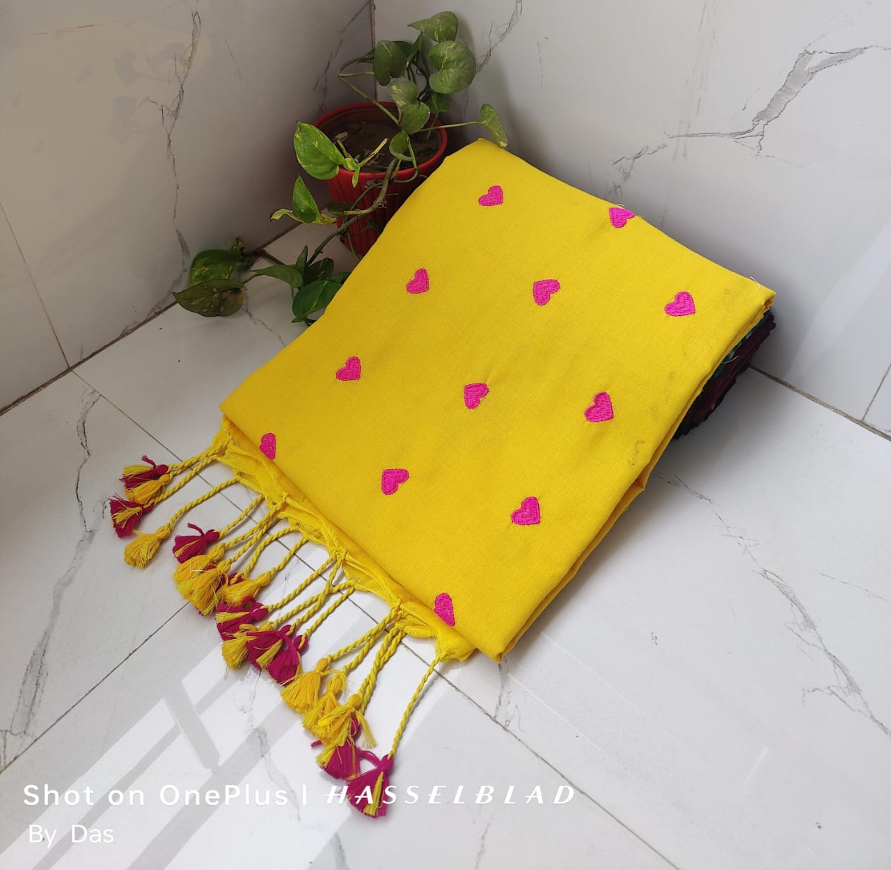 Handloom Khadi Cotton Love Embroidery Saree - Image 11