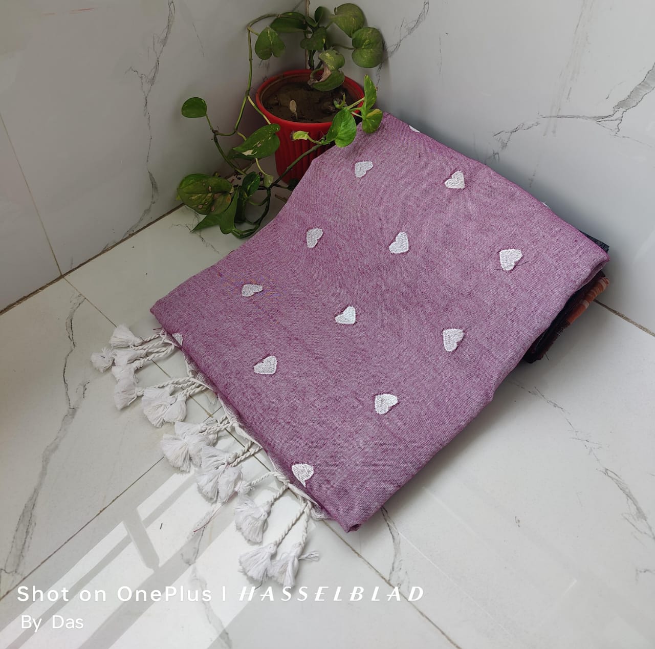 Handloom Khadi Cotton Love Embroidery Saree - Image 9