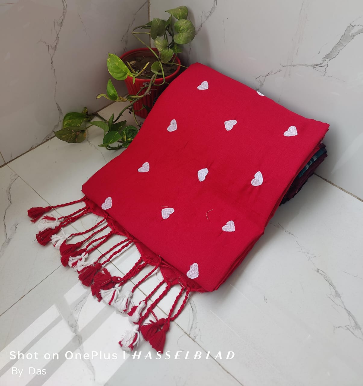 Handloom Khadi Cotton Love Embroidery Saree - Image 16