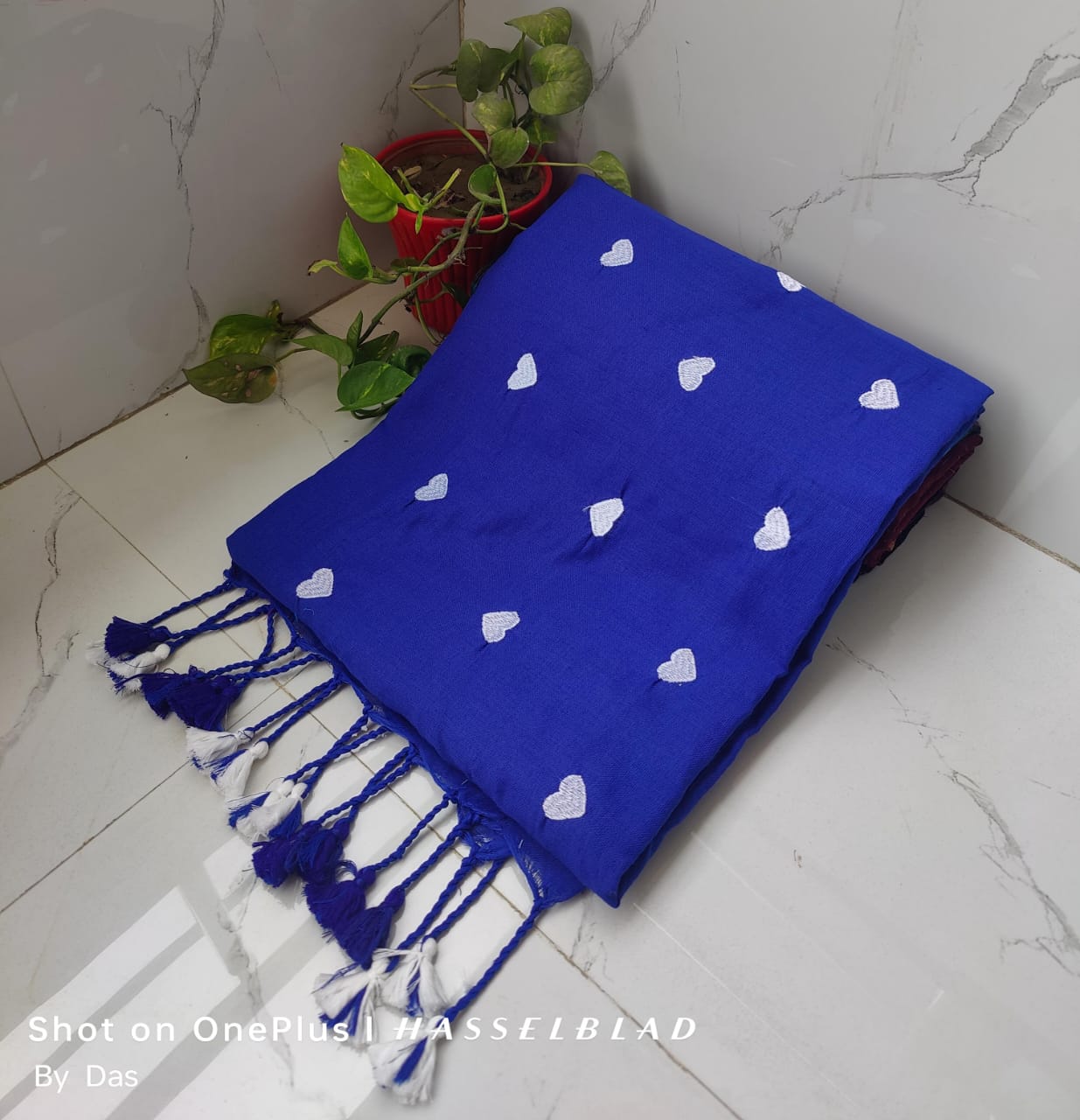 Handloom Khadi Cotton Love Embroidery Saree - Image 6