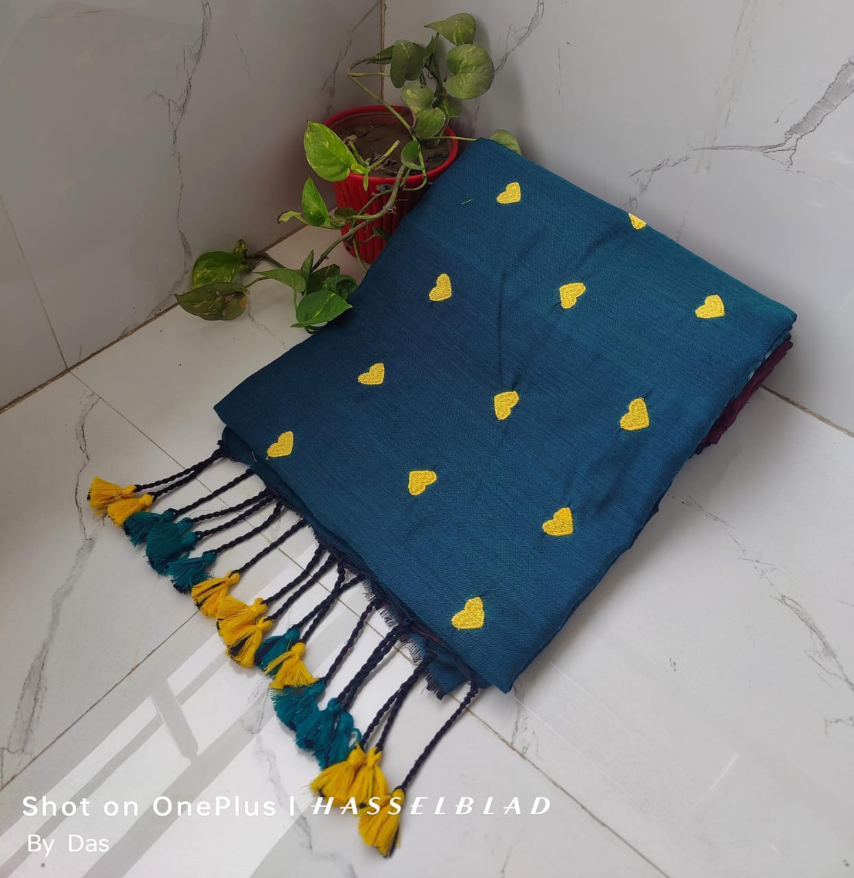 Handloom Khadi Cotton Love Embroidery Saree - Image 8