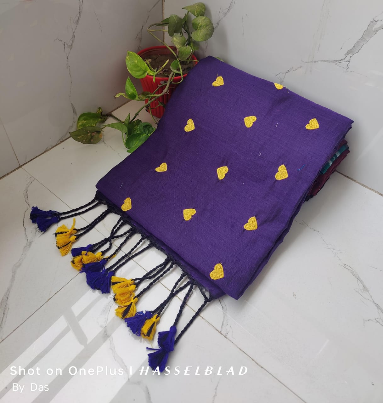 Handloom Khadi Cotton Love Embroidery Saree - Image 19
