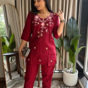 Royal Modal Silk Handwork Festive Cord Set