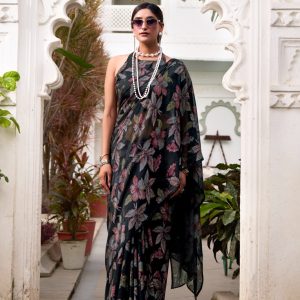 ALARA Floral Lurex Brasso Designer Saree