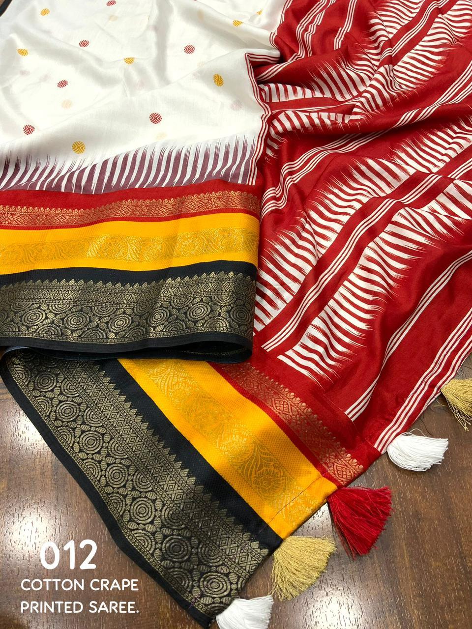 Mastani Silk Printed Woven Cotton Crepe Saree - Image 8