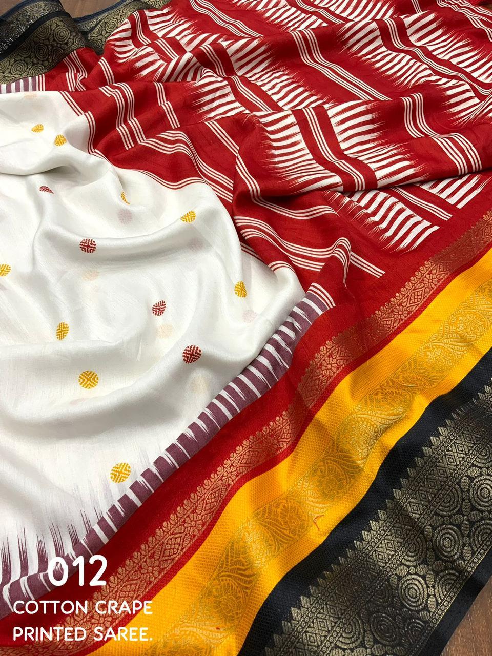 Mastani Silk Printed Woven Cotton Crepe Saree - Image 3