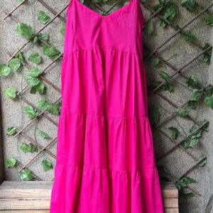 Long String Cotton Dress with Elastic Back