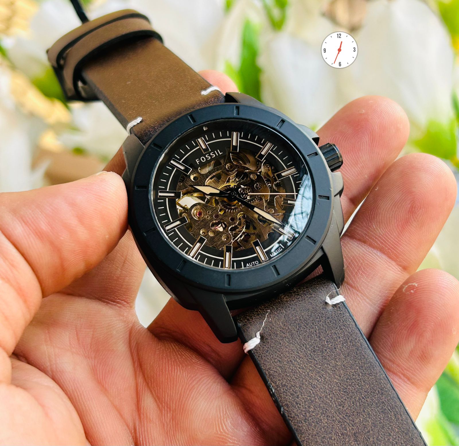 Fosil Premium Automatic Open Back Leather Strap Men’s Watch - Image 2