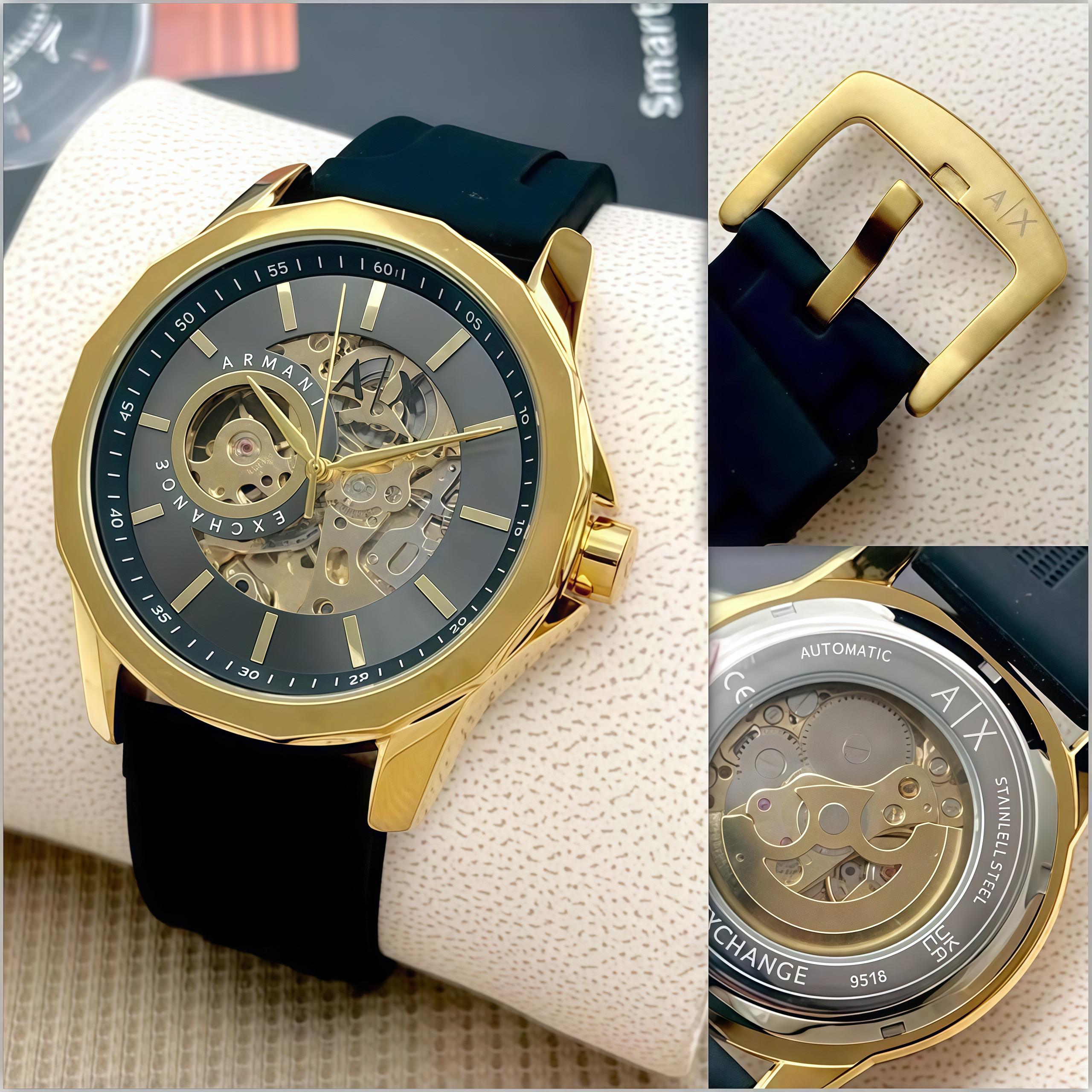 Armaani Exchance AX Modern Automatic Silicone Strap Men’s Watch - Image 6